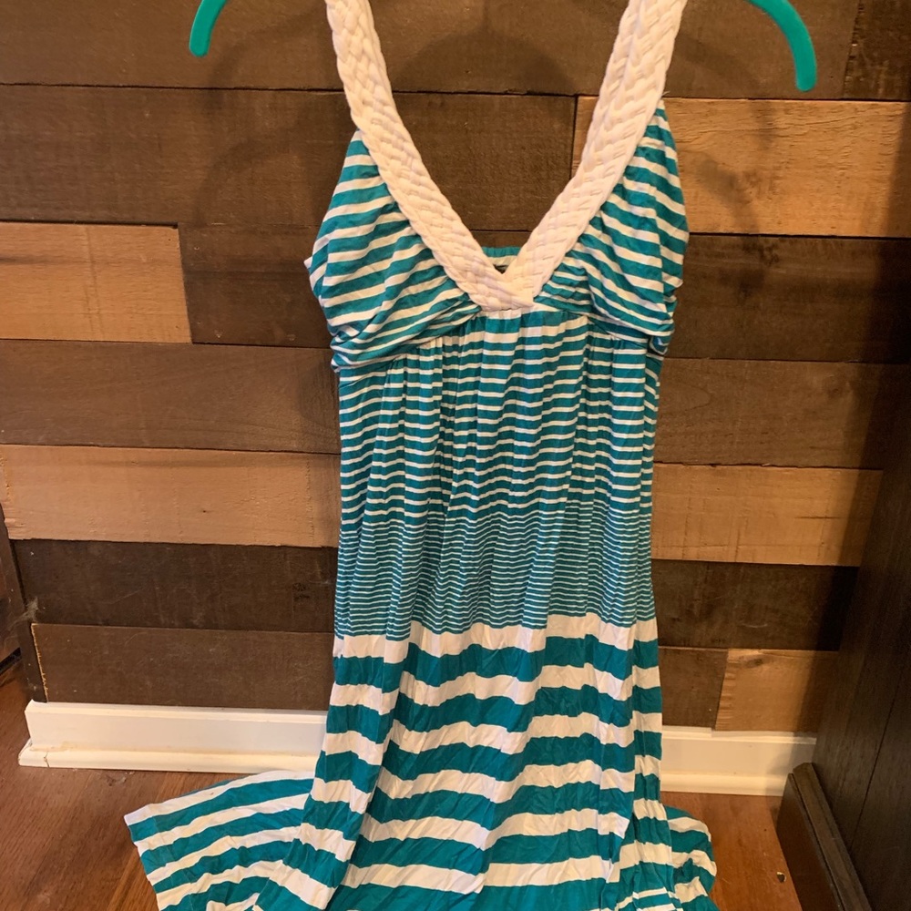 Blue/white stripe maxi dress